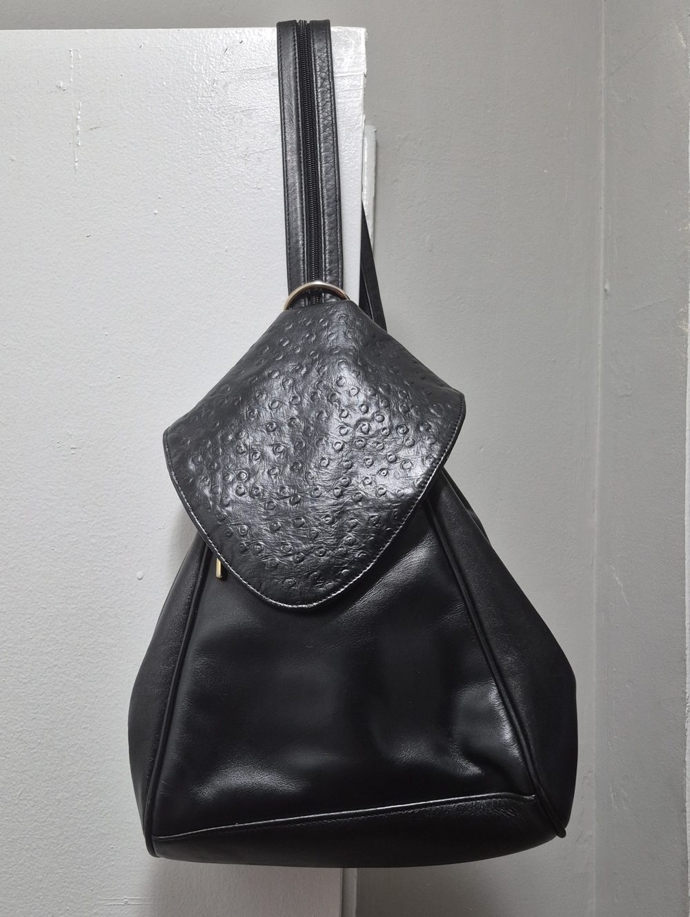 Black Women's Backpack Purse - Classic Leather Look